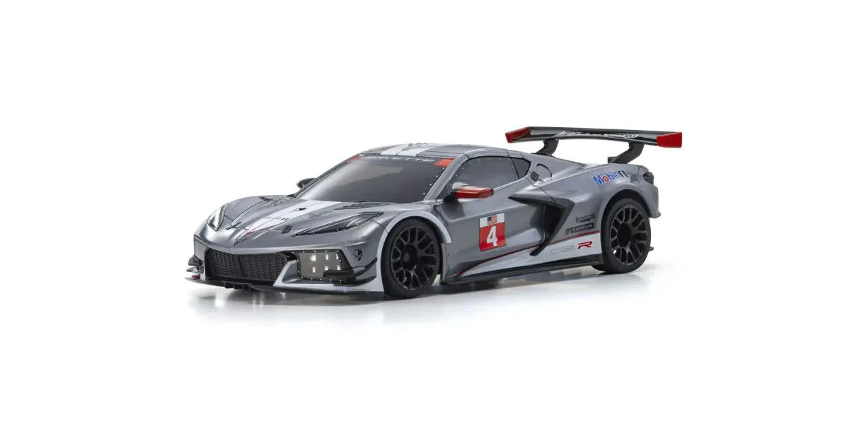 ASC MR04W-MM CHEVROLET® CORVETTE® C8.R Gunmetal / White Mini-Z RWD 1-28 Painted Body Auto Scale Collection [Kyosho] MZP244GMW