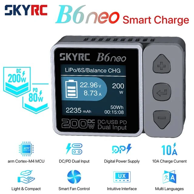 B6NEO 200Watt USB-C / DC Smart Charger - LiPo/LiFe/LiIon/LiHV/NiMH/NiCd/Pb  [SKY RC] SK-100198-02 - Image 3