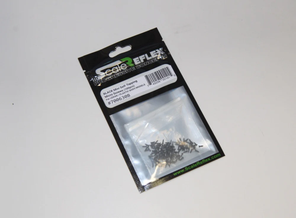 BLACK Mini Self Tapping Lexan Body Micro Screws (100pcs) [Scale Reflex] 700630B - Image 3