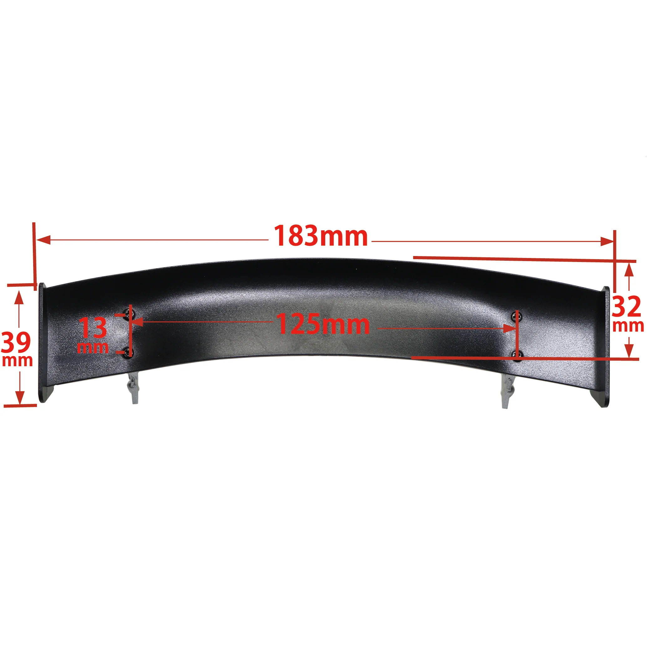 Black SPOILER with SILVER (LOW TRUNK MOUNT) WING STANDS 183mm Wide [EAGLE/GRT] WG00433-BK - Image 4