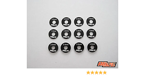 BLACK WHEEL HEX SPACERS 0.5mm 1.0mm 2.0mm (3 sets, 12pcs) [RC926] KN-HS05BK