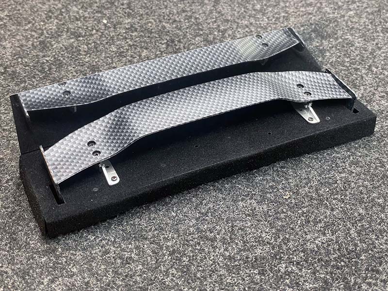 Carbon Fiber Style SPOILER (182mm) with SILVER (LOW MOUNT) WING STANDS - [GRT] 00466
