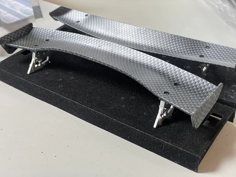 Carbon Fiber Style SPOILER with SILVER (LOW-TRUNK) 184mm wide WING STANDS - [GRT] 00473 SAMURAI FC3S