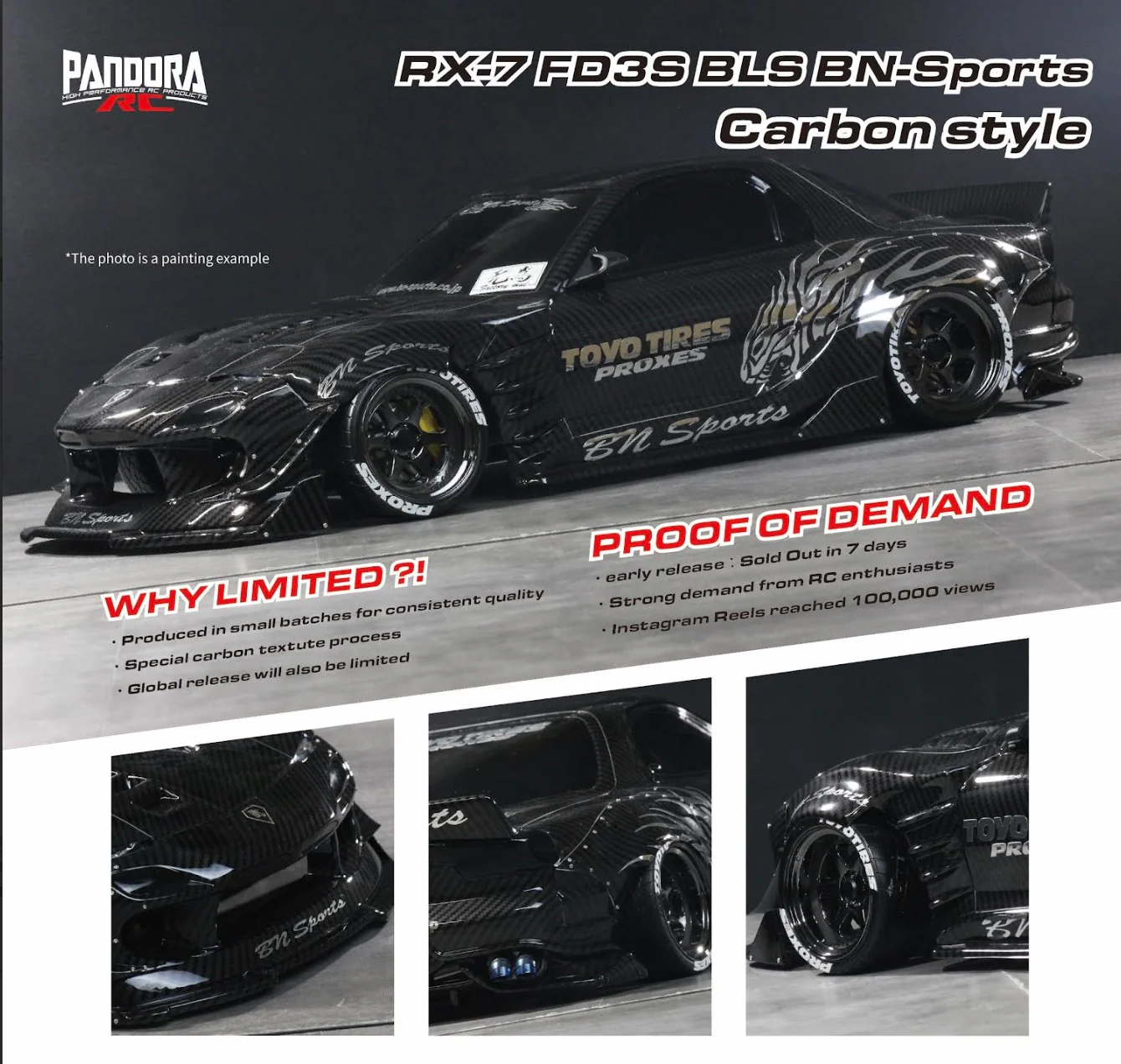 (CARBON VERSION Limited Edition) Mazda RX-7 FD3S BN-Sport BLS Luxury Sports FD 1-10 RX7 Body Set [Pandora] PAB-3198CV