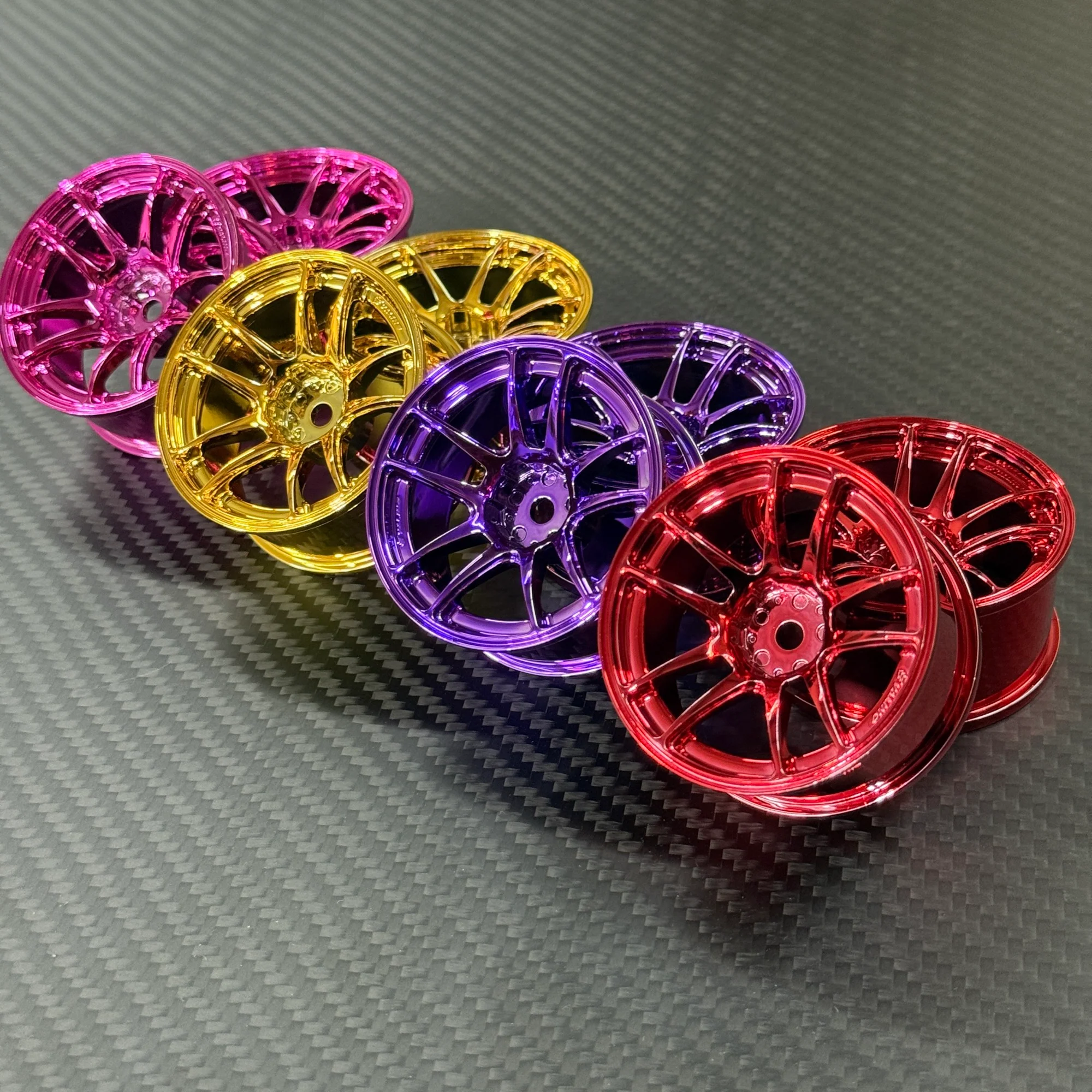 CHROME Buzz Break Valino N820S - PINK - PURPLE - GOLD - RED - SILVER 7mm 1/10 Wheel Rims [Overdose]