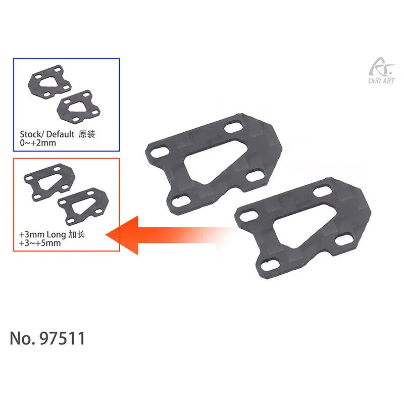 DA3 +3mm Rear Arms Long Plates for DA3 [DRIFT ART] 97511
