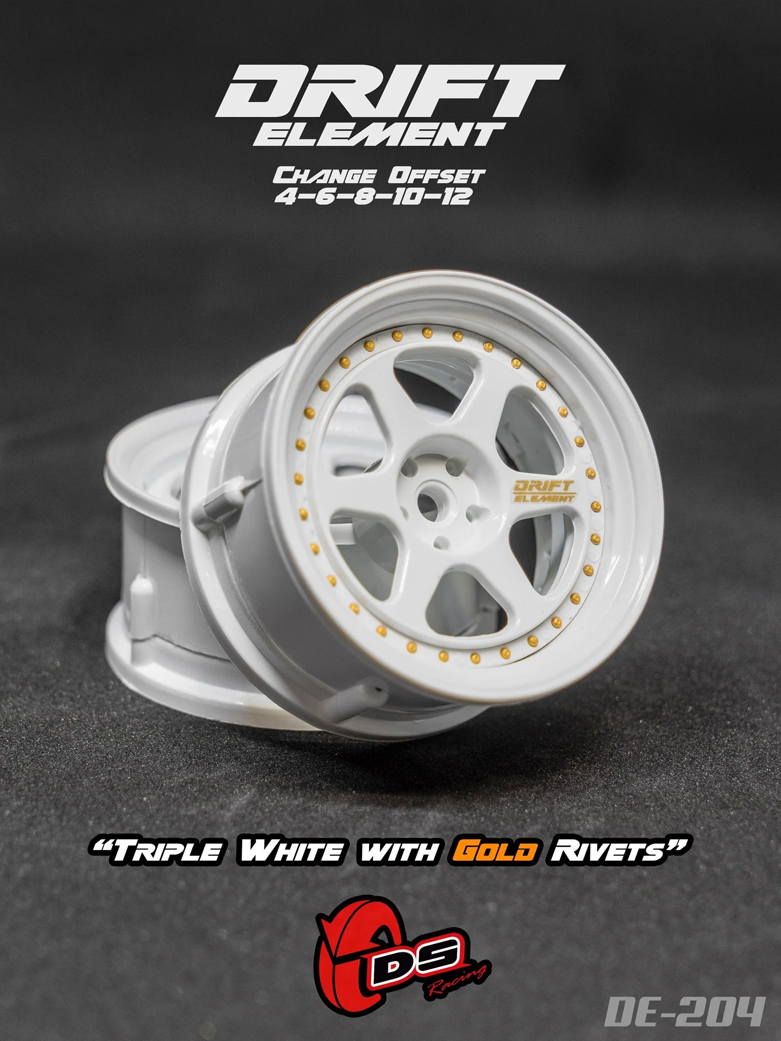 DRIFT ELEMENT 6 SPOKE Adjustable Offset (White) [DS Racing] DE-202 DE-203 DE-204 - Image 4