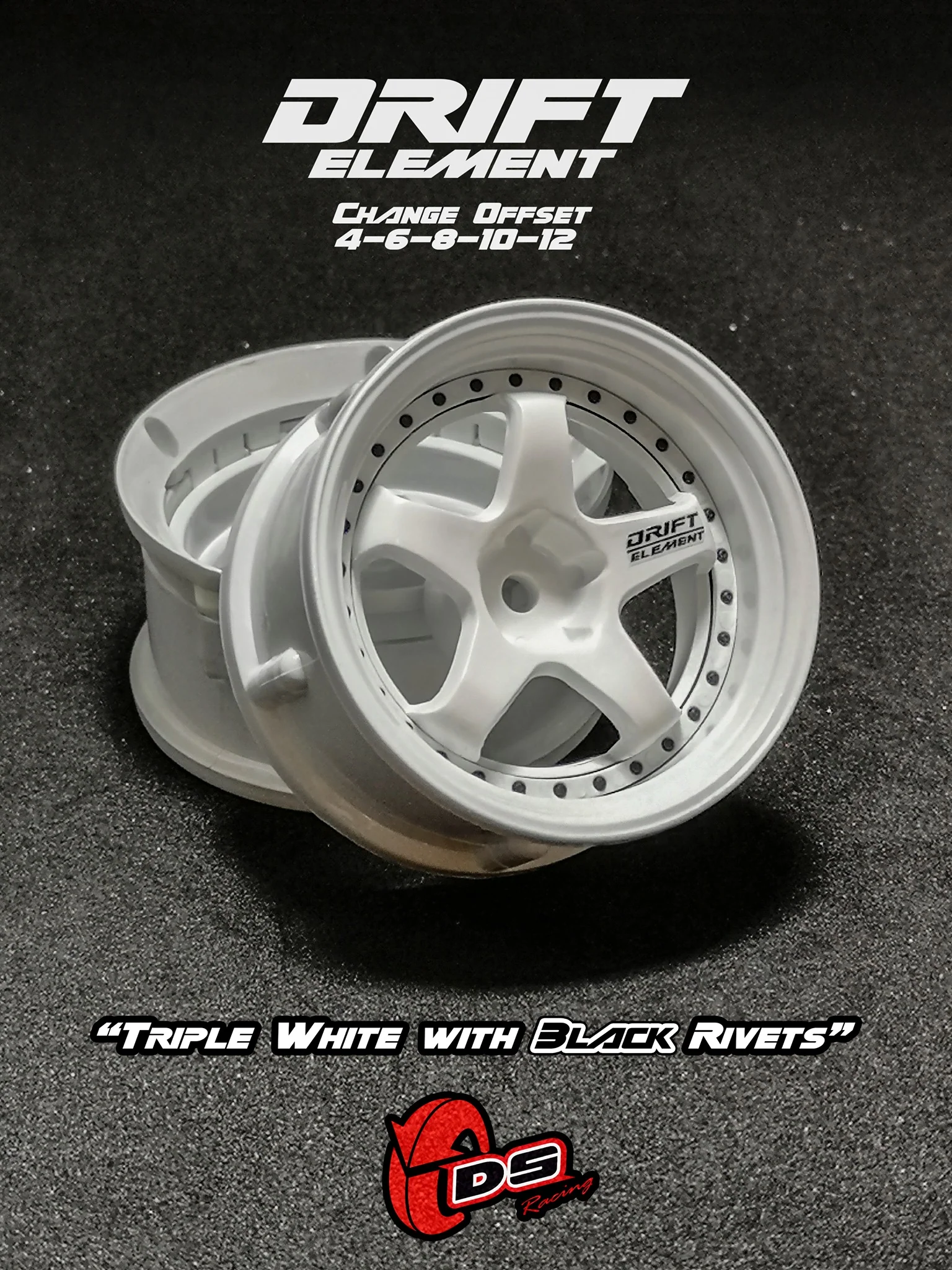 DRIFT ELEMENT Adjustable Offset (White)  Rims [DS Racing] DE-002 DE-003 DE-004 - Image 5