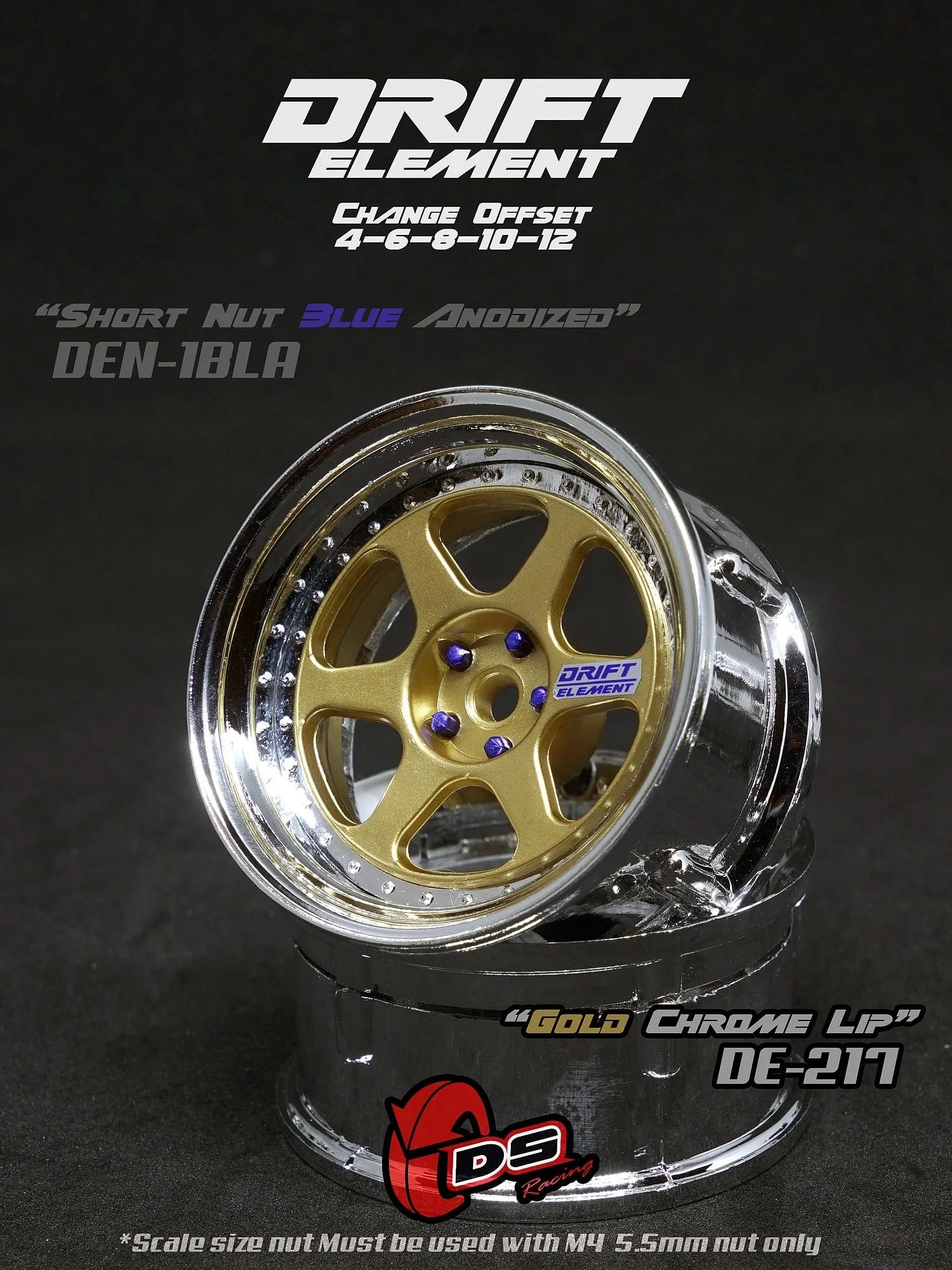 DRIFT ELEMENT II - 6 SPOKES Adjustable Offset Rims ( CHROME SERIES ) 6 SPOKE (white, black, gun metal, bronze, chrome) [DS Racing] - Image 10