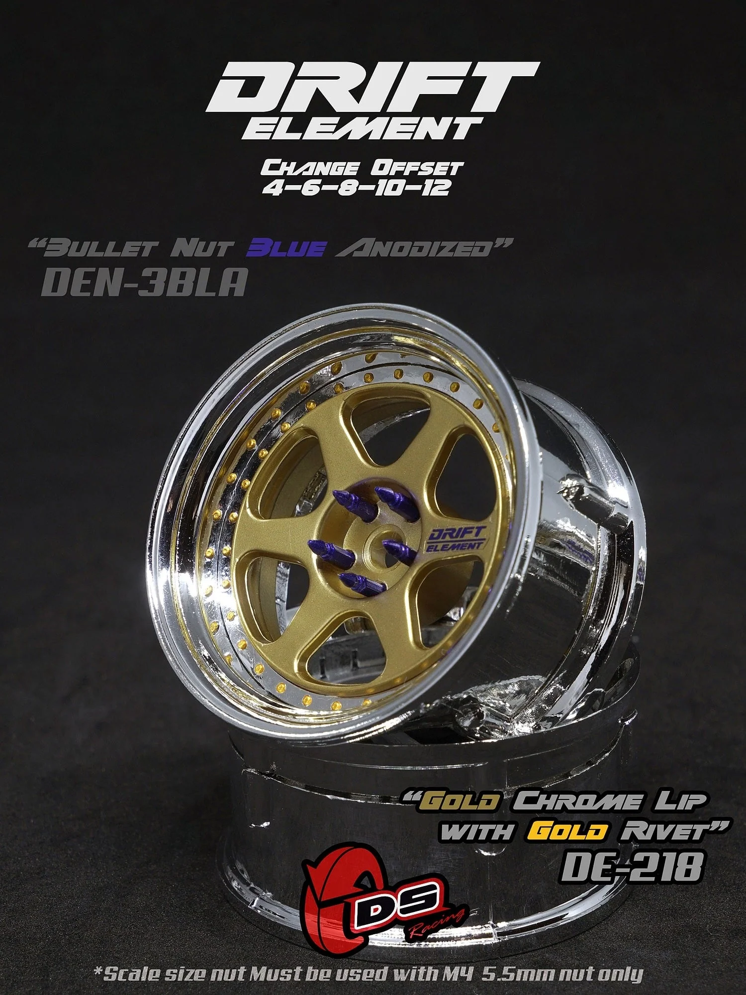 DRIFT ELEMENT II - 6 SPOKES Adjustable Offset Rims ( CHROME SERIES ) 6 SPOKE (white, black, gun metal, bronze, chrome) [DS Racing] - Image 11