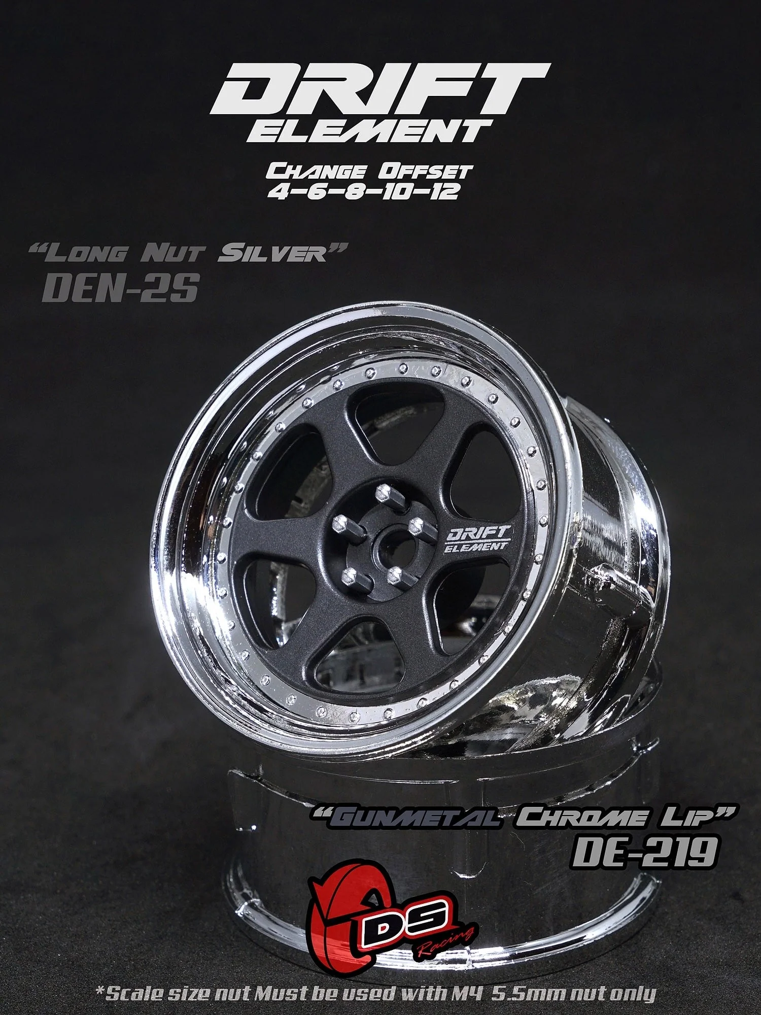 DRIFT ELEMENT II - 6 SPOKES Adjustable Offset Rims ( CHROME SERIES ) 6 SPOKE (white, black, gun metal, bronze, chrome) [DS Racing] - Image 12
