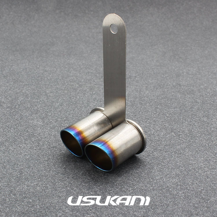 DUAL LARGE Blast Pipe - 12mm Titanium Burnt Tip Short (SLANT Cut) 1-10 MUFFLER EXHAUST [Usukani] US88529B