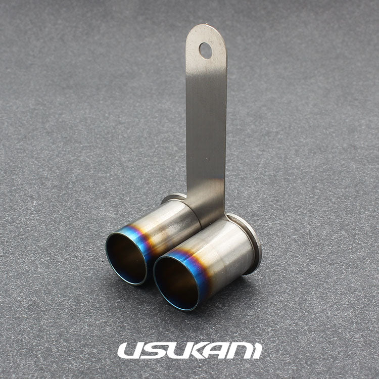DUAL LARGE Blast Pipe - 12mm Titanium Burnt Tip Short (STRAIGHT Cut) 1-10 MUFFLER EXHAUST [Usukani] US88528B