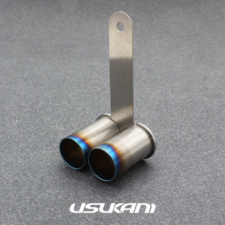 DUAL LARGE Blast Pipe - 12mm Titanium Burnt Tip (STRAIGHT Cut) 1-10 MUFFLER EXHAUST [Usukani] US88528A