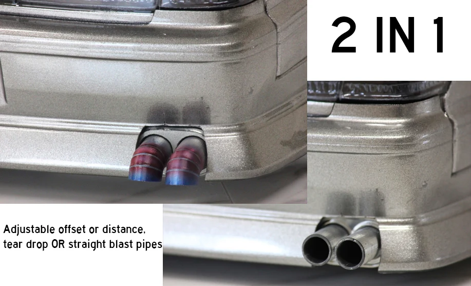 Dual Muffler TEAR DROP or STRAIGHT PIPE (Blast) (REVERSIBLE) BLACK [Pandora] PAC-517