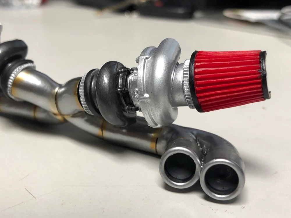 Dual Muffler w Quad Tips w TURBOS 1-10 Realistic Exhaust [SRC] SDW-FULLETK - Image 2