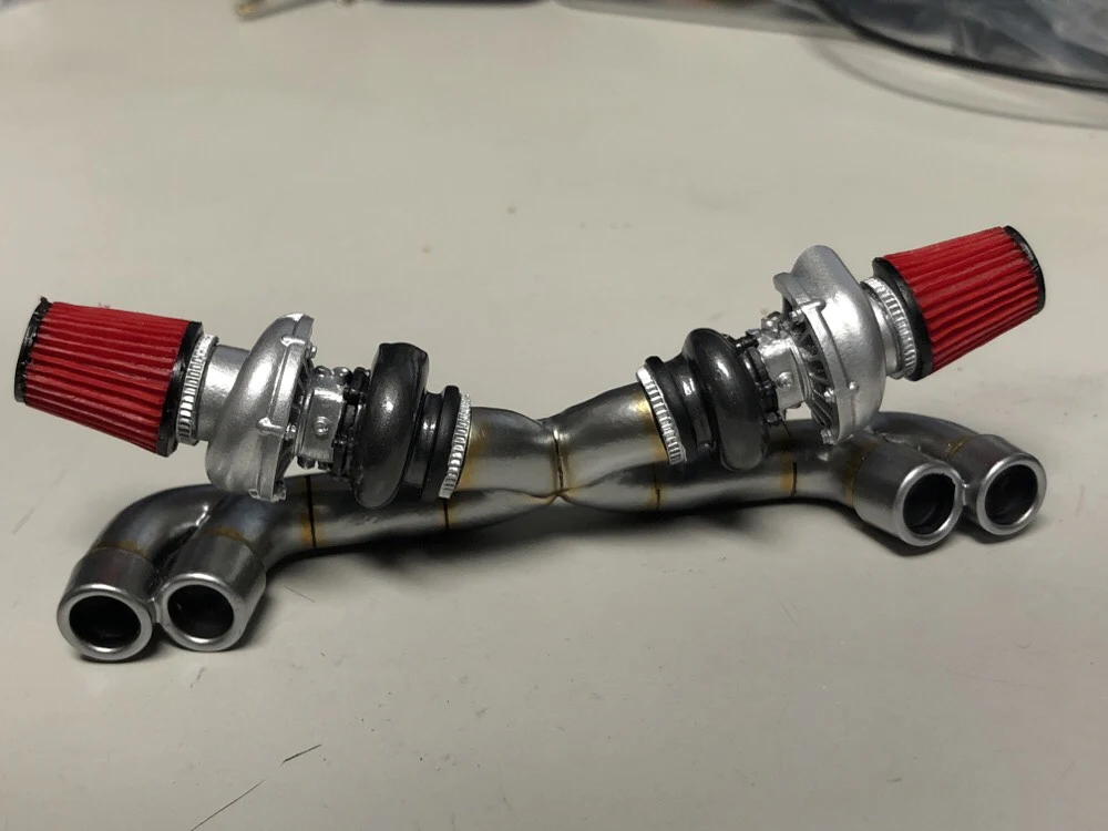 Dual Muffler w Quad Tips w TURBOS 1-10 Realistic Exhaust [SRC] SDW-FULLETK - Image 3