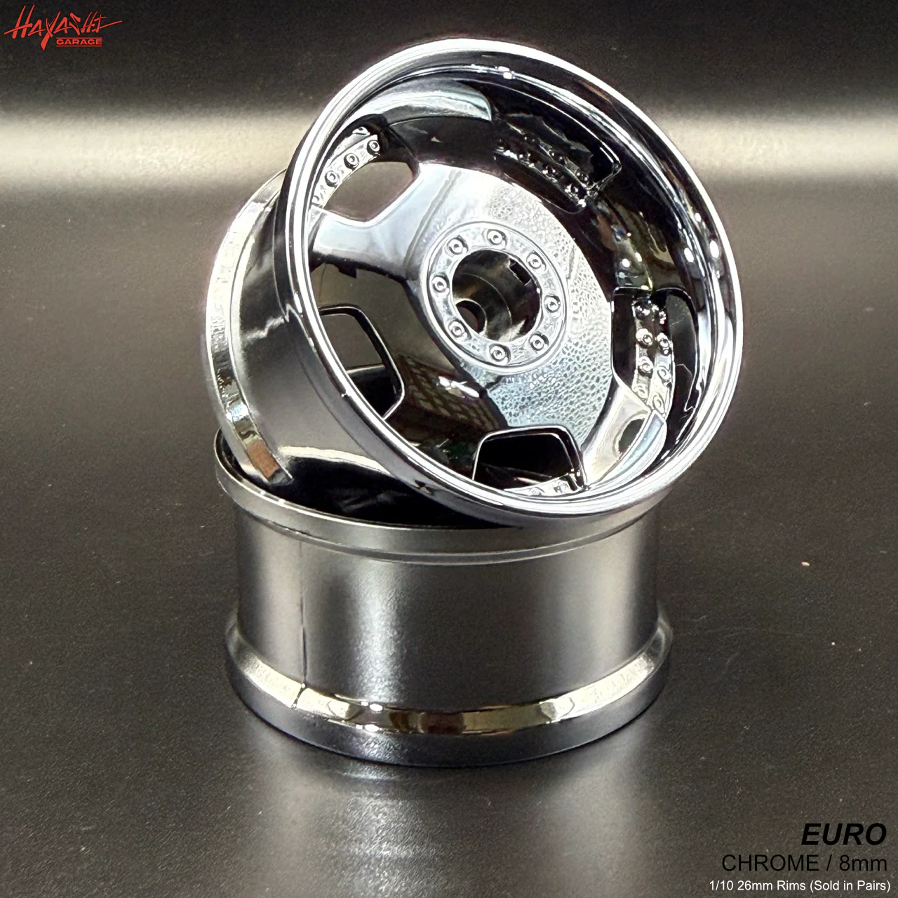 EURO (BIPPU) VIP Dish Style 1-10 Rims 8mm - Chrome Metallic Silver Gloss Black [Hayashi Garage] - Image 11