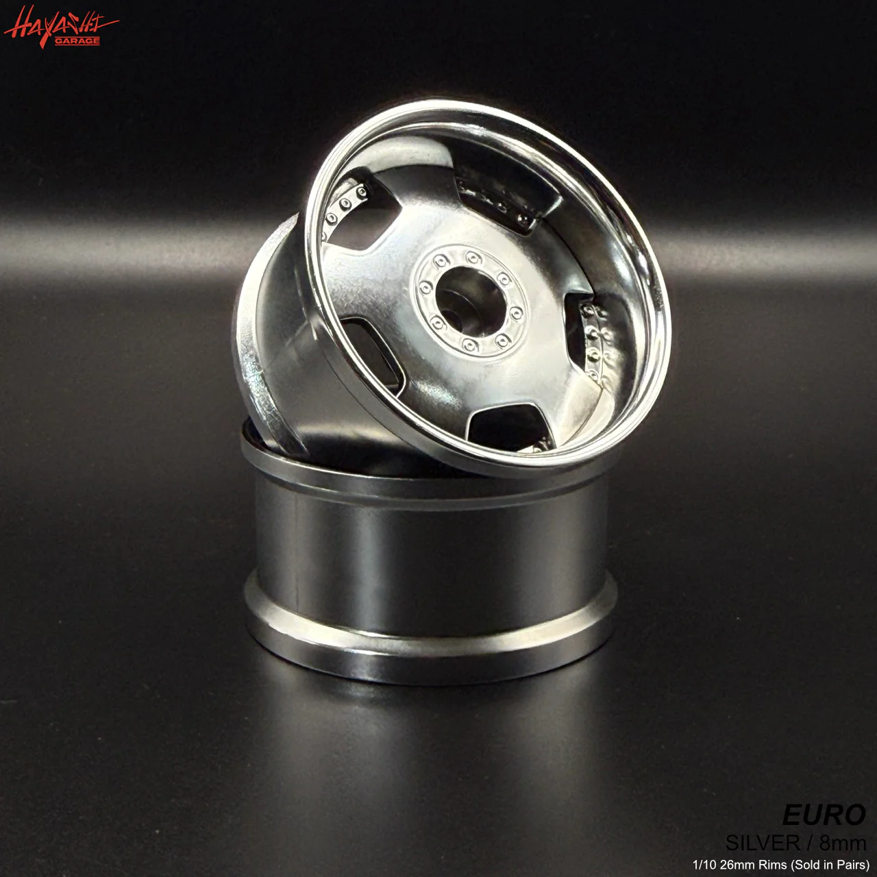 EURO (BIPPU) VIP Dish Style 1-10 Rims 8mm - Chrome Metallic Silver Gloss Black [Hayashi Garage] - Image 12