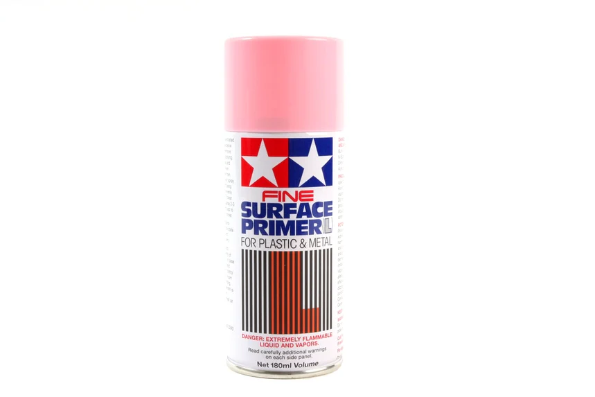FINE L PINK Surface Primer SPRAY - 180ml (For Plastic Models) [Tamiya] 87146