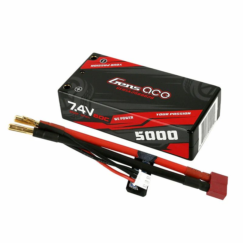 7.4v 2S 5000mah 60C SHORTY Lipo Battery (4.0mm Bullet to Deans) [Gens Ace] GEA5K2S60X629