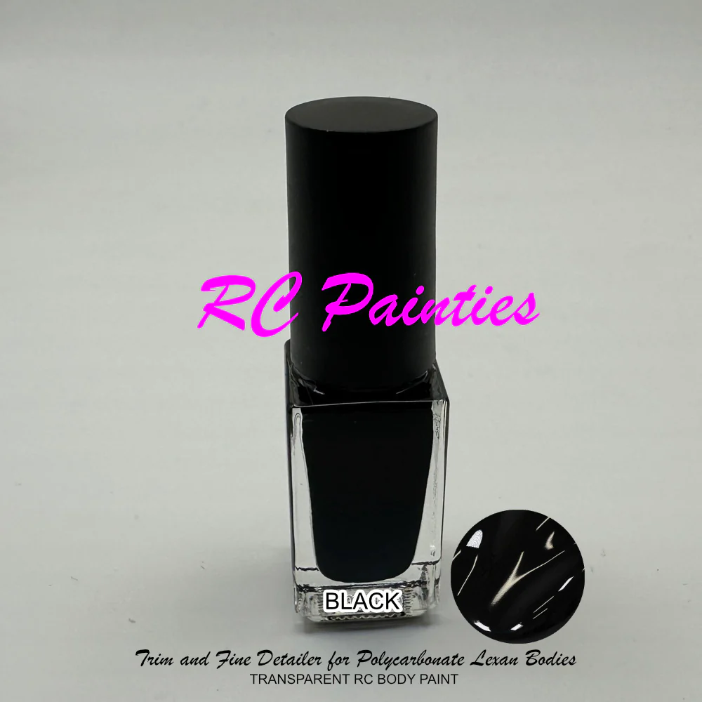 GLOSS BLACK - Trim and Fine Detailer for Polycarbonate Lexan Bodies  (5ml) [RC PAINTIES] RCP05ML-B
