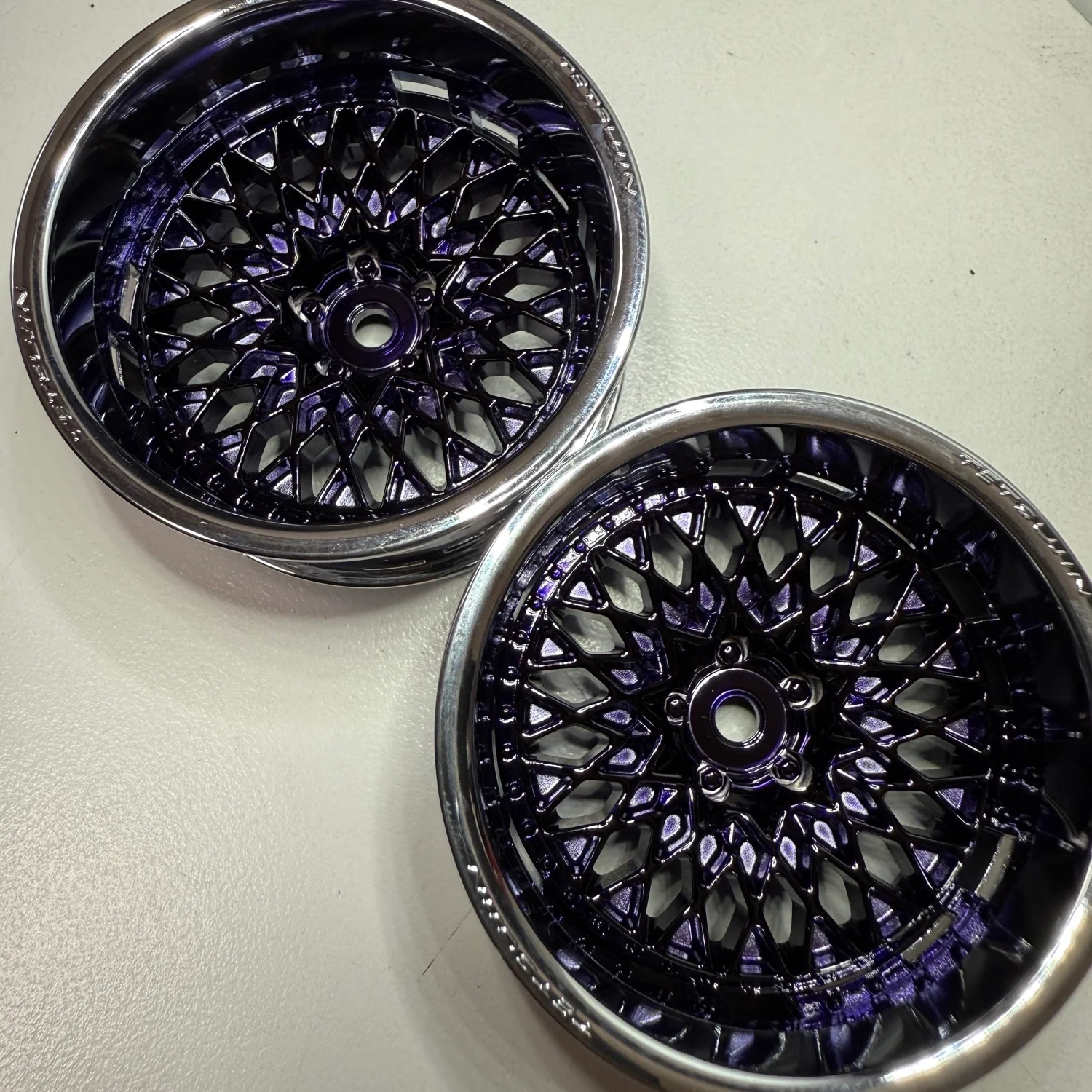 GRAN SEEKER MESH (Chrome / Chrome Purple) 01 Super-Rim Set (Adjustable Offset 5 8 11) PAIR 1/10 Rims [Tetsujin] TT-8549 - Image 2