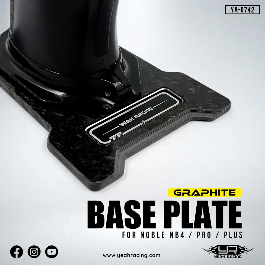 Graphite Base Plate For Noble NB4 / Pro / Plus [Yeah Racing] YA-0742BK