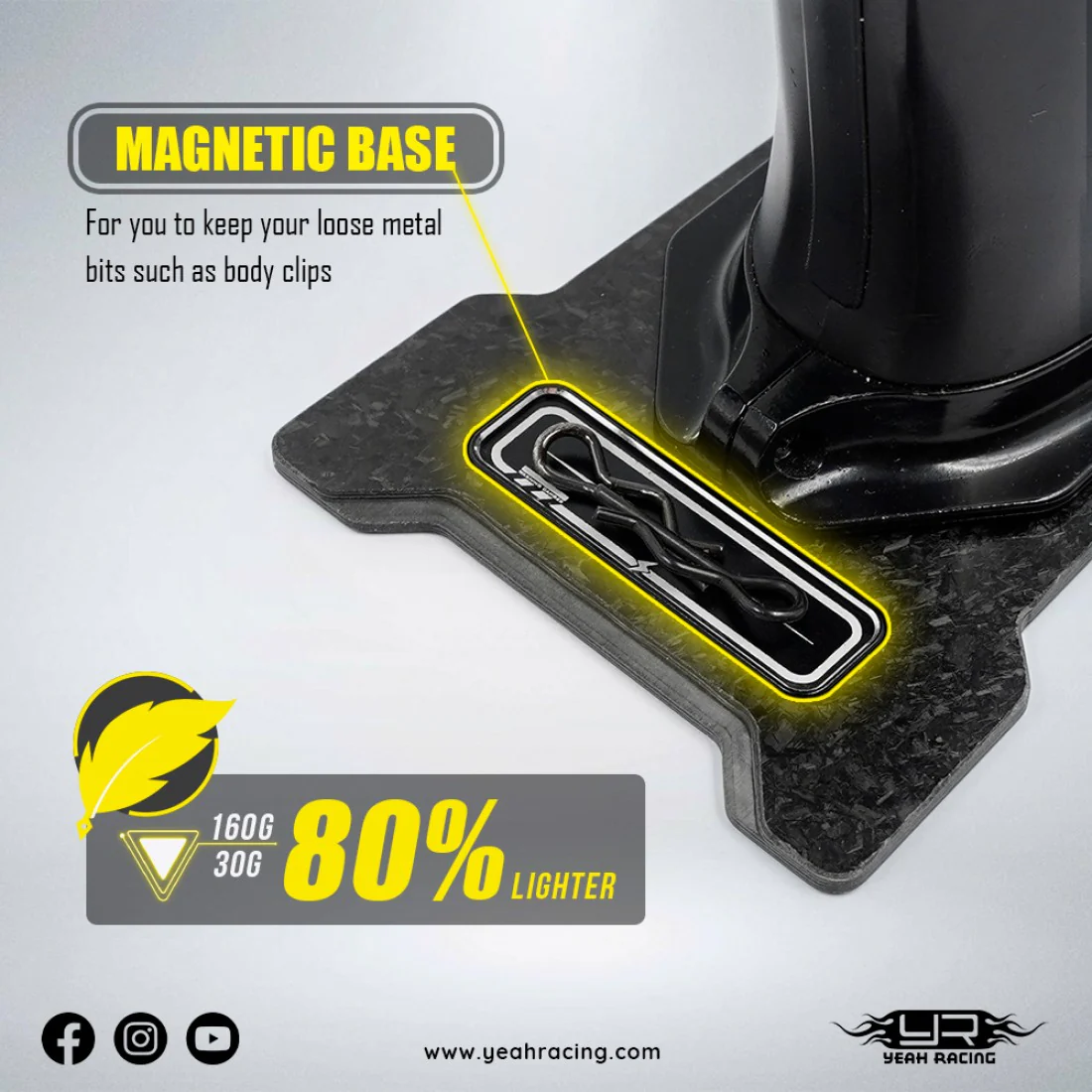 Graphite Base Plate For Noble NB4 / Pro / Plus [Yeah Racing] YA-0742BK - Image 3