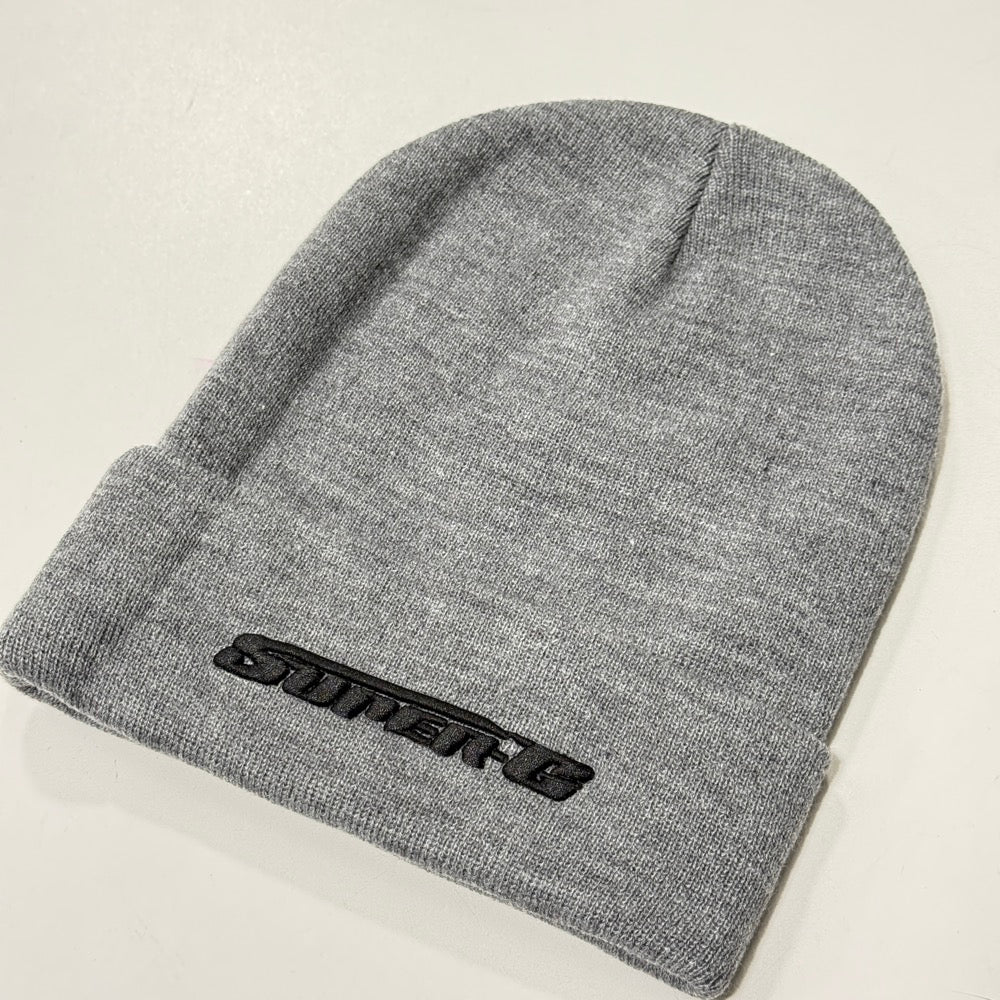 GRAY Beanie with 3D Super-G (Black) Embroidered Logo [Super-G] SG-BN-GRY
