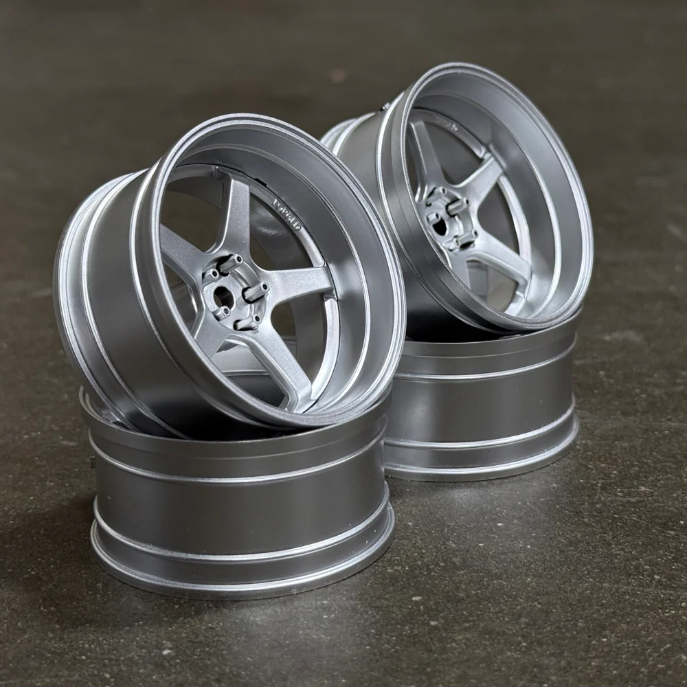 GT 5 SPOKE (Matte Silver) Adjustable Offset Rims (4-Pack) 1-10 Advan TC5 Style Wheels [MST] 832110FS