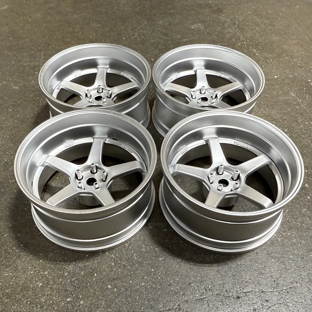 GT 5 SPOKE (Matte Silver) Adjustable Offset Rims (4-Pack) 1-10 Advan TC5 Style Wheels [MST] 832110FS - Image 3