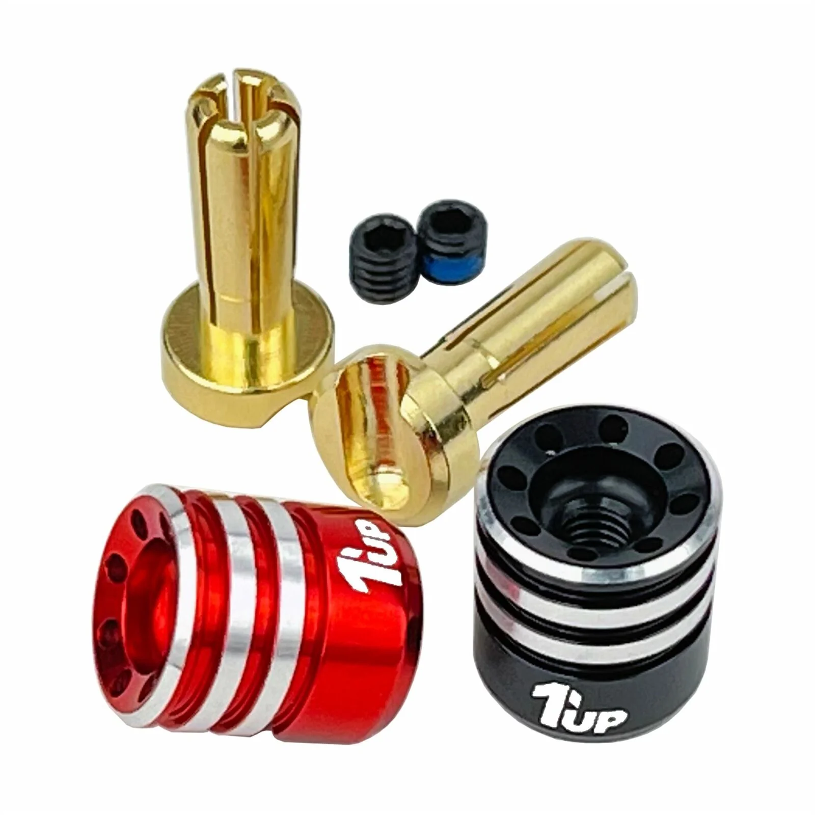 HEATSINK Bullet Plugs W- Grips ( 4mm or 5mm ) Red-Black Power RIGHT ANGLE Connectors Bullets [1up Racing] 190435 190436 - Image 2