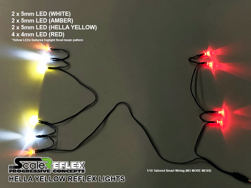 HELLA YELLOW Reflex LED Light Kit for 1-10 R-C Car (10 LED KIT) LIPO or RECEIVER - 700500 - Image 5