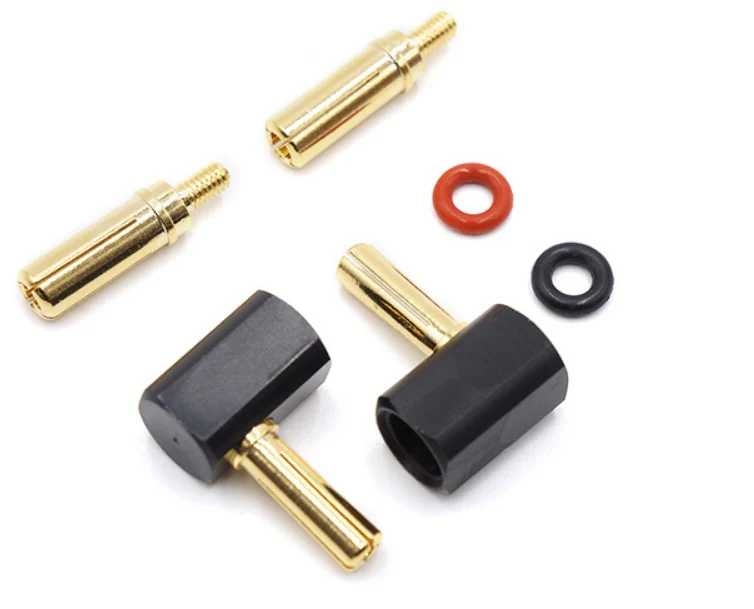 High AMP Gold L Connector +-- set (4mm & 5mm) Bullet Power RIGHT ANGLE Connectors