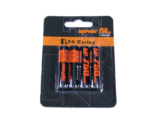 High Power 750mah Ni-MH Rechargeable AAA Battery (4pcs) NiMH [PN Racing] HP750