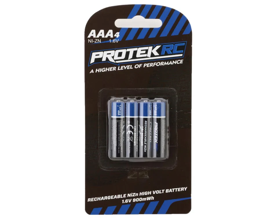 High Voltage Rechargeable AAA NiZn Batteries  1.6V 900mWh  (4) 4-Pack [ProTek] PTK-5580
