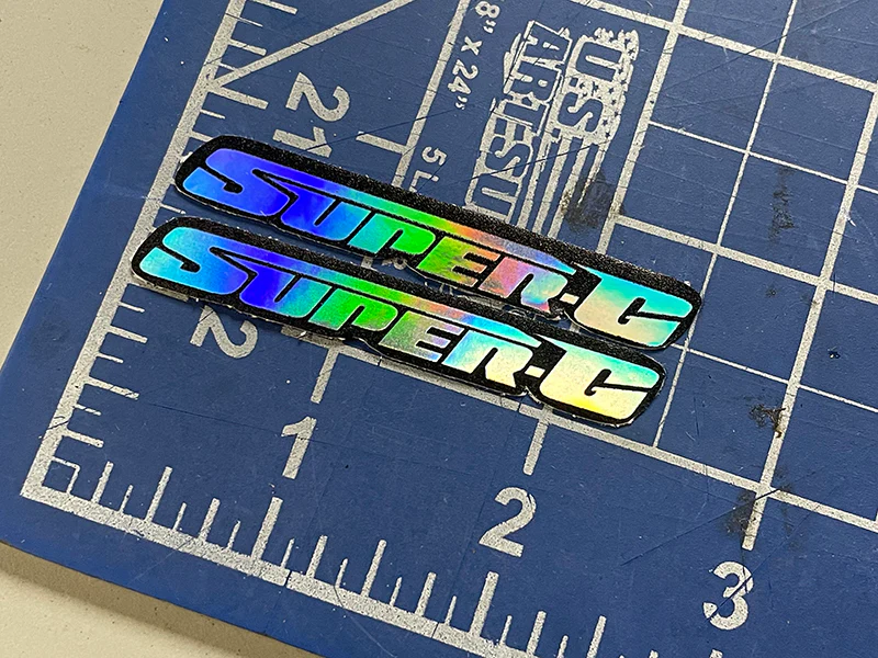 Hologram Super-G Diecut Decal Stickers 2.5" 3" 4" 8" (Pair of decals) - Image 3