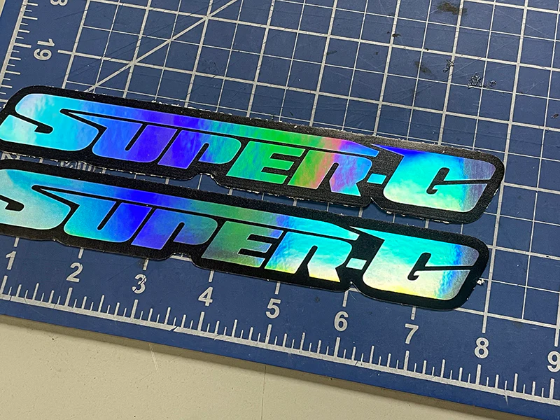 Hologram Super-G Diecut Decal Stickers 2.5" 3" 4" 8" (Pair of decals) - Image 6