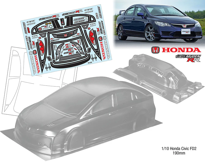 Honda Civic RR MUGEN TYPE-R FD2 FD-2 Sedan 4 Door 1-10 Body Shell [Quality RC] QRC122-FD2 - Image 4