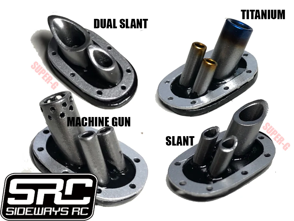 Hood Blast Pipes Muffler w Trim and Screws 1-10 Realistic Exhaust [SRC]