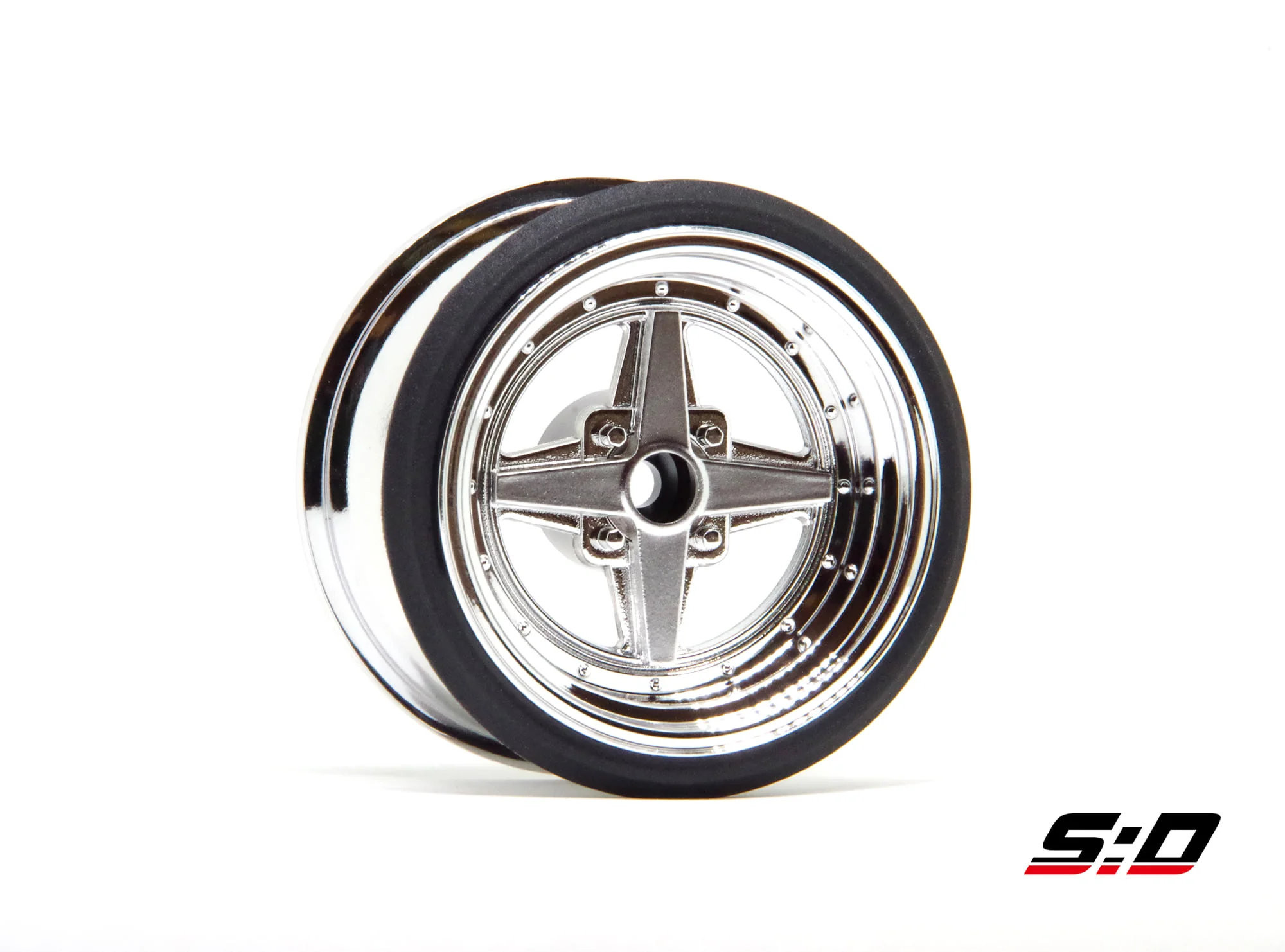 INCHDOWN: V16D Work Equip 01 (CHROME POLISHED RIM) Rims Set (9mm - 12mm) [Scale Dynamics] 10171 10172