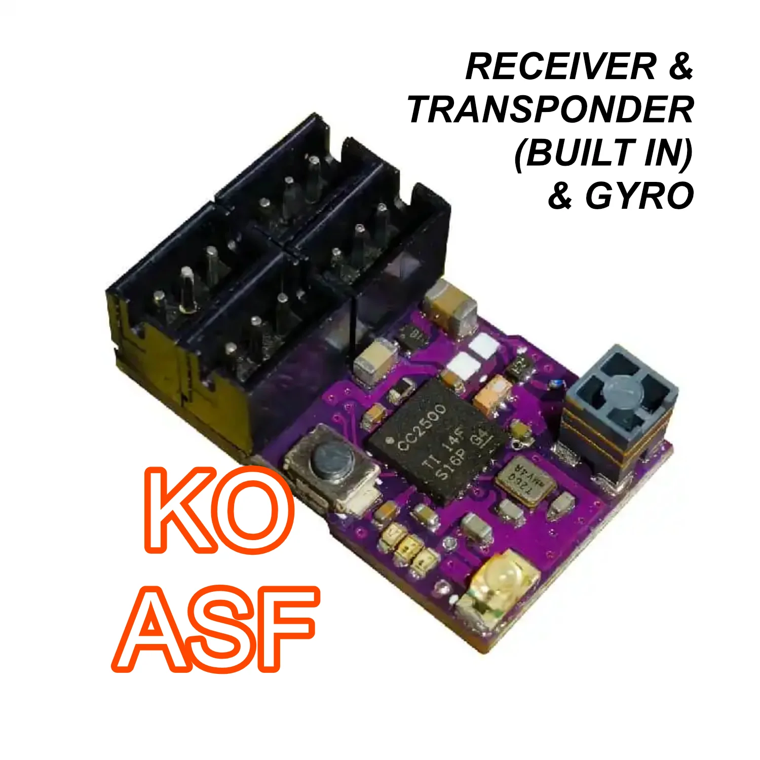 KO ASF Compatible 4 Channel MICRO Tower Antenna Receiver w GYRO + TRANSPONDER For 1-24 1-28 (CASE-LESS) [MXO RACING] RXC52-KG&TP
