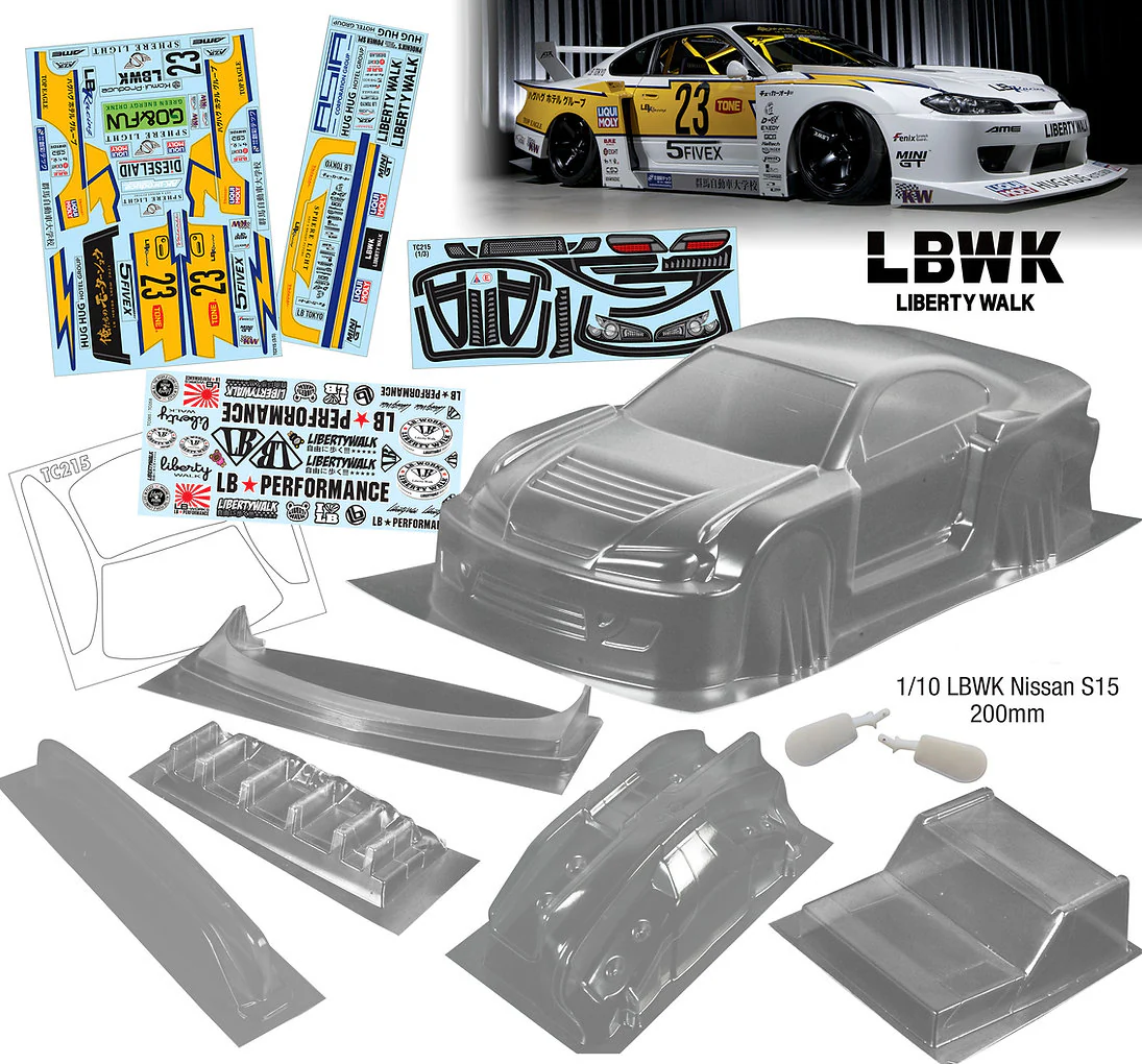 LBWK Nissan S15 LB-Super Silhouette Widebody Silvia 1-10 Body Set [Quality RC] QRC-215 - Image 2