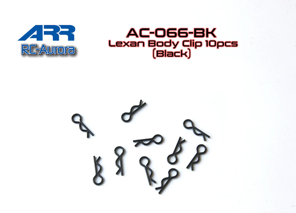 Black Lexan Body Clips for 1/28 - 10pcs Mini-Z Lexan Body [ARR] AC-066-BK