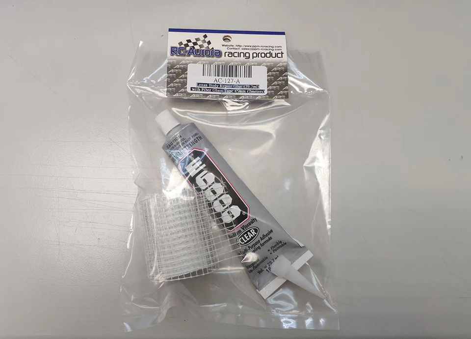 E6000 Lexan Body Repair Glue (29.7ml) with Fiber Glass Tape 45mm  [ARR] AC-127-A