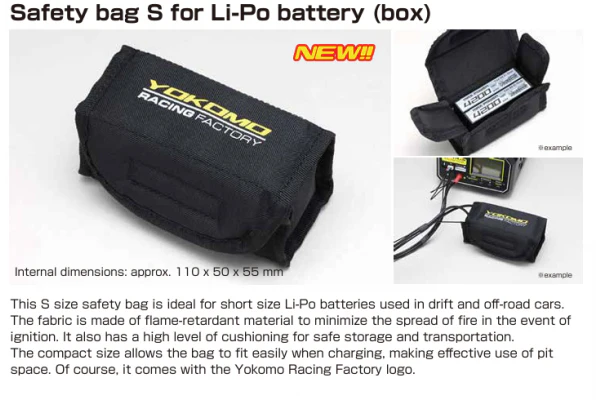 LI-PO SMALL (S) Battery Safety Charging LIPO Bag [Yokomo] YB-LSBBS - Image 3