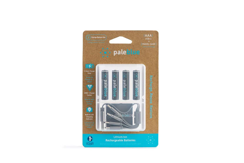 Lithium Ion Rechargeable AAA (900mwH) Batteries 4pk (w/ USB-C Cable) [Pale Blue] PB-AAAC - Image 3