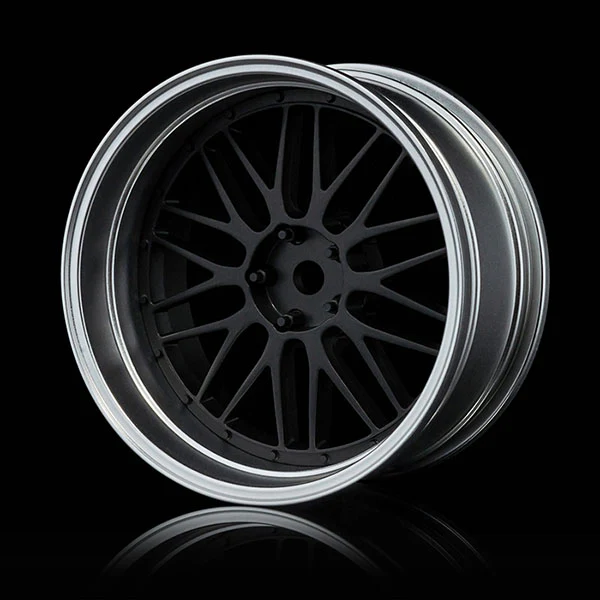 LM Mesh (BLACK - SILVER) Adjustable Offset Rims (4-Pack) BBS Style [MST] 832102FBK - Image 3