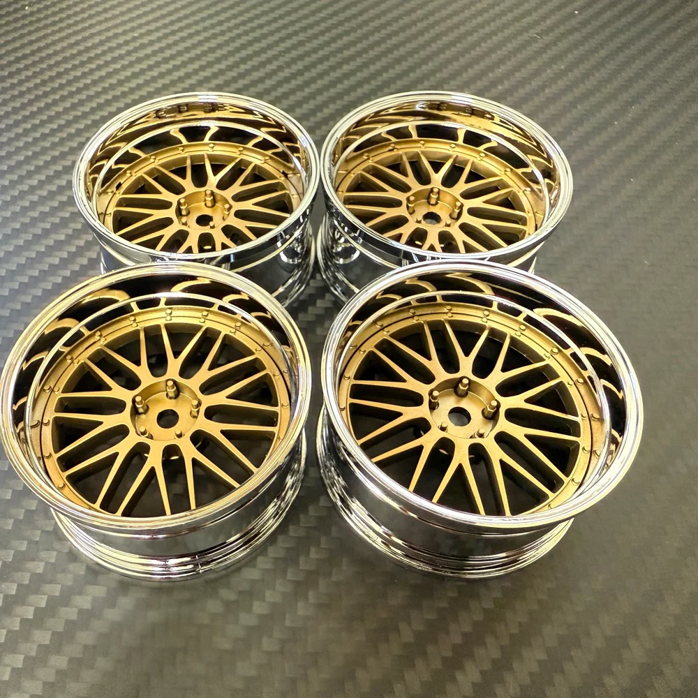 LM Mesh (Chrome - Gold) BBS Style Adjustable Offset 1-10 Rims (4-Pack) [MST] 832101GD - Image 3